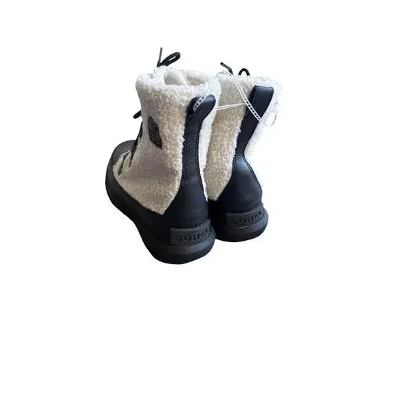 Sorel Explorer II Joan White Black Cozy Faux Fur Insulated Waterproof Boots 10 - Picture 5 of 6